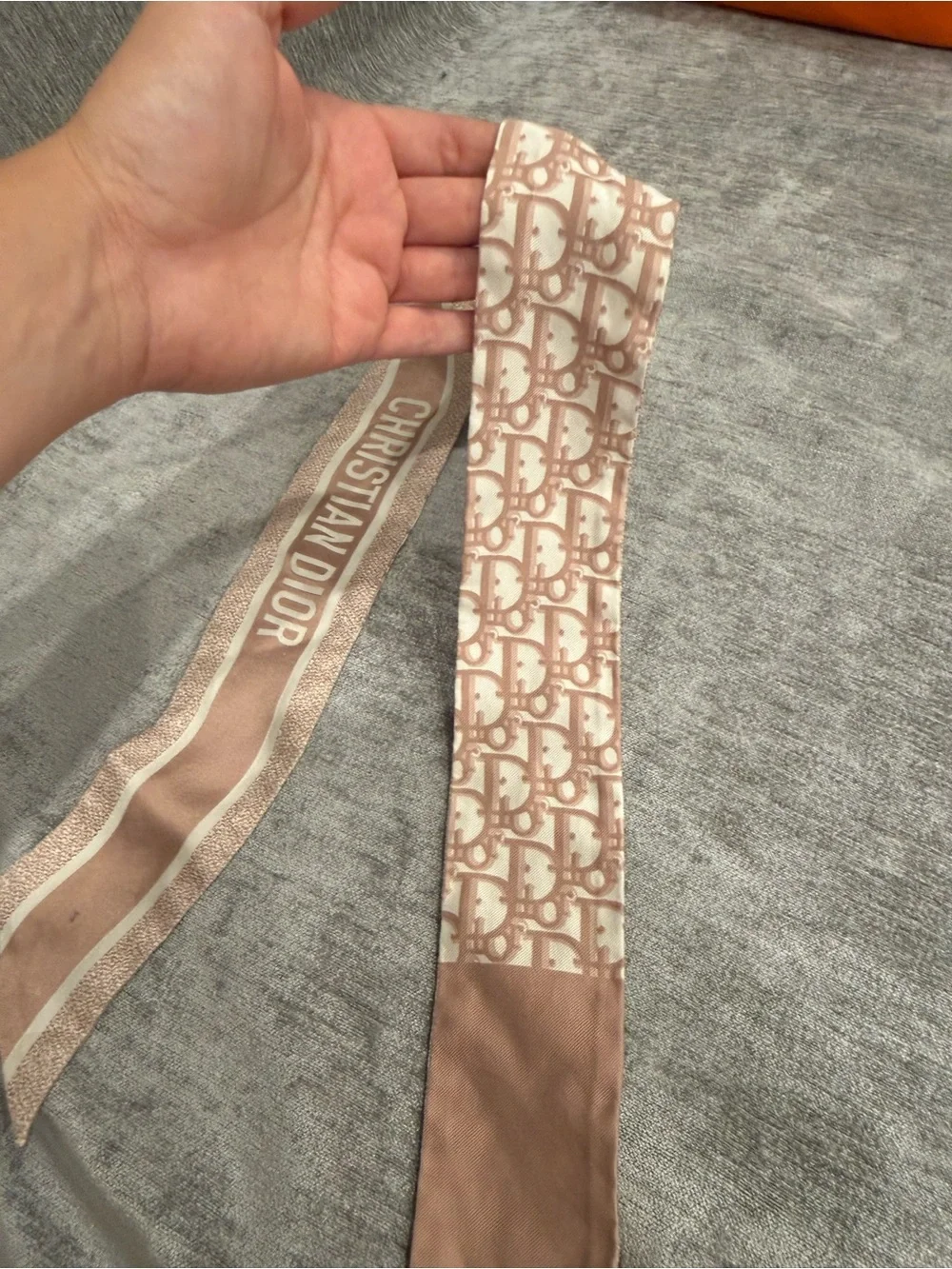 Dior Pink and Cream Christian Dior Twilly Scarf